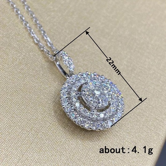 New Women’s Classic Design 925 Silver Diamond Necklace - Picture 3 of 3